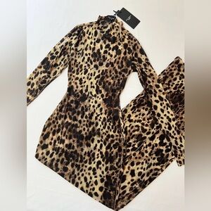 SKIMS Dolce and Gabbana Milky Sheer Mock Neck Long Leopard Maxi Dress